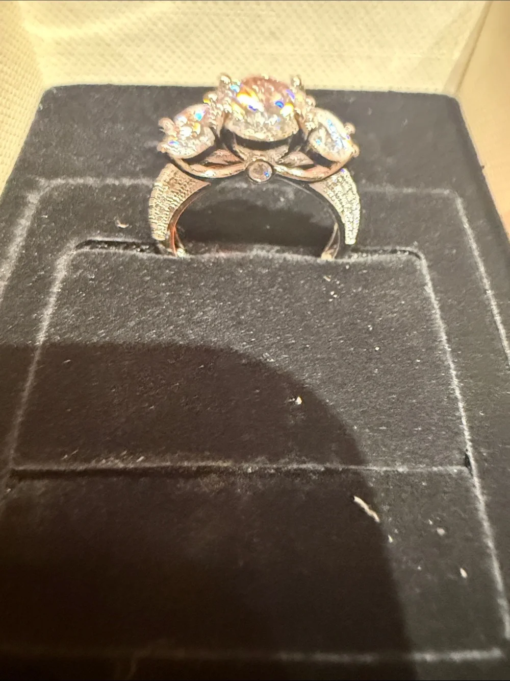 Sterling Silver Moissanite  9.25 Past Present Future Ring Size 6 - 1.5 CTW
